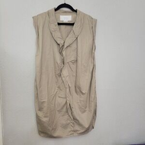 Hanii Y‎ Sleeveless Cotton Dress Khaki Ruffle Front Pockets Casual EUR Size 46
